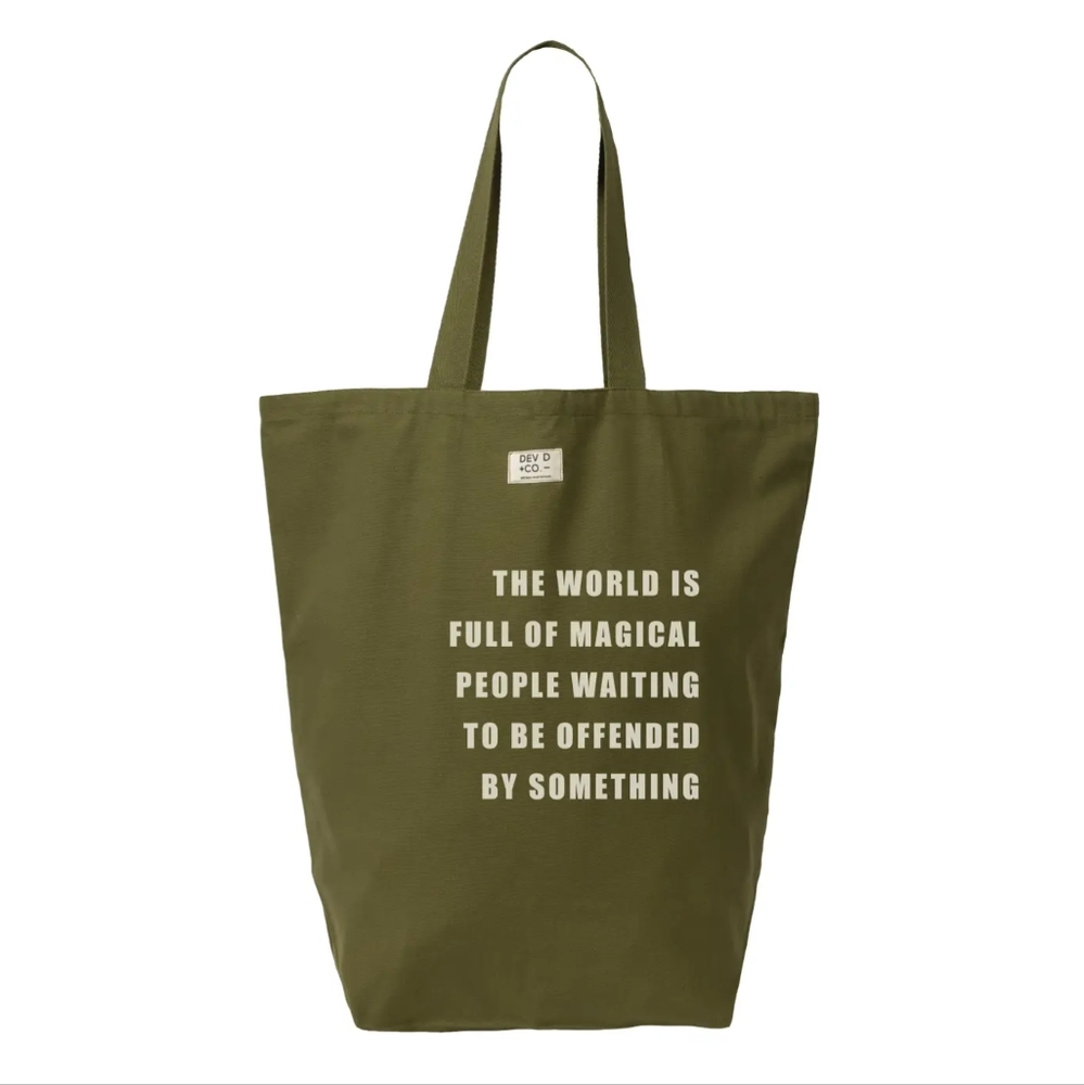 NWT The World Is Filled....Olive Tote Bag